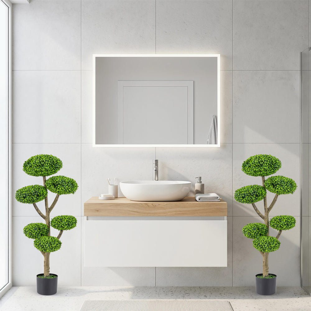Indoor outdoor 6 balls topiary tree with realistic trunk and weighted base, perfect for vibrant decor in any space.