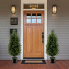 3 feet artificial topiary cedar tree in a cement plastic pot, featuring vibrant faux leaves for easy outdoor decor.