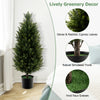 3 feet artificial topiary cedar tree with dense cypress leaves and cement pot, perfect for vibrant indoor decor.