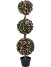 43.5" Artificial Triple Ball Rose Topiary Tree with Lifelike Blooms and Green Leaves