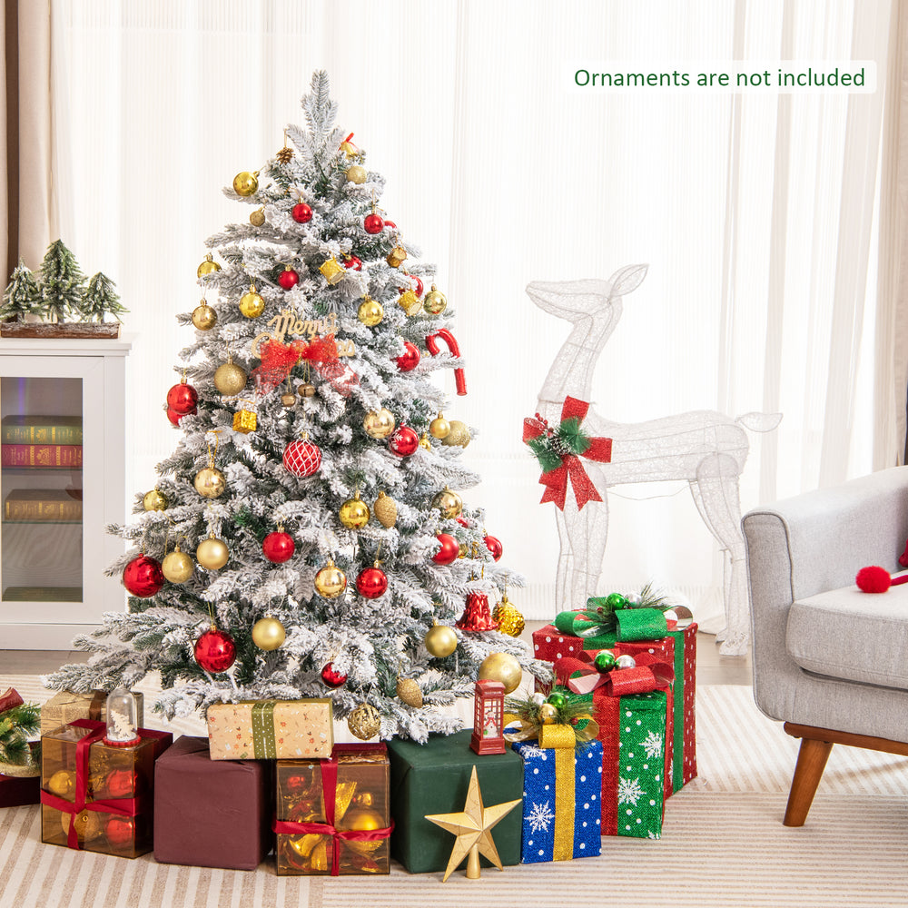 4.5/6/7 Feet Flocked Christmas Tree with Warm White LED Lights-4.5 ft - Gallery View 1 of 10