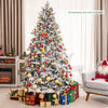 4.5/6/7 Feet Flocked Christmas Tree with Warm White LED Lights-7 ft - Gallery View 1 of 10