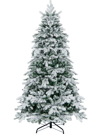 Costway Flocked Christmas Tree w/ Warm White LED Lights 47316859 New