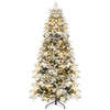 6-foot flocked Christmas tree with warm white LED lights, showcasing wintry flocking for a realistic festive look.