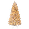 6FT artificial Christmas tree with silver tinsel leaves and warm white LED lights, ideal for festive decorations.