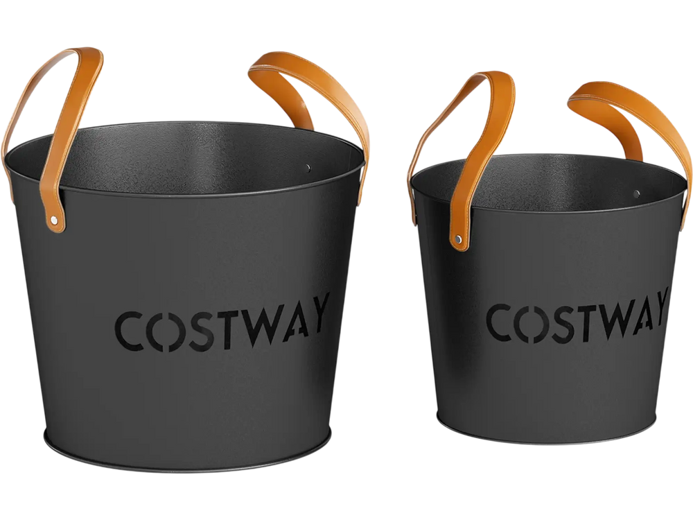 Ash Bucket Set of 2 Metal Coal Ash Can Set with 11.5 Gal and 8.5 Gal Bucket for Fireplace Fire Pits