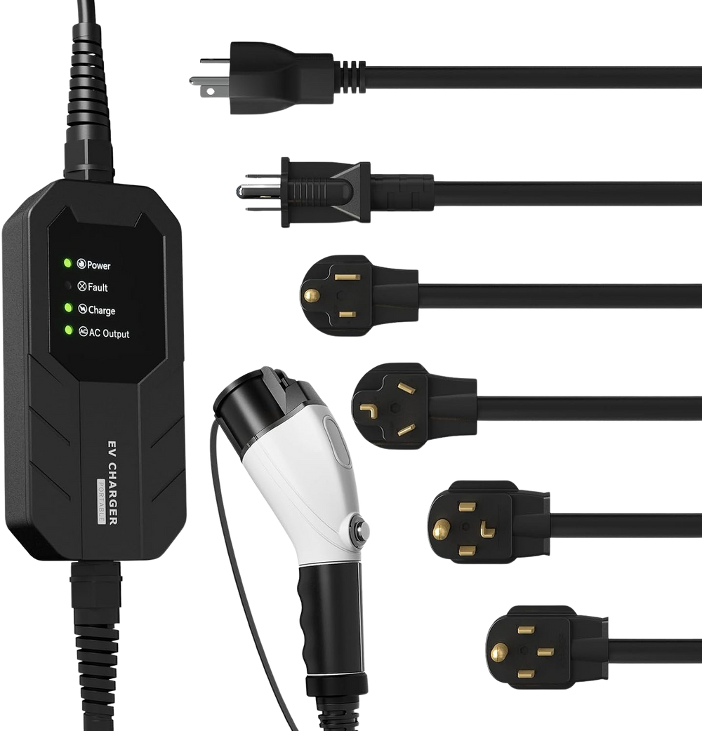 Megear Level 1 & 2  Portable EV Charger with 100-240V 16A Five Adapters and 25ft Cable New