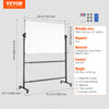 Vevor Whiteboard 48" x 32" Double-Sided Reversible Magnetic Dry Erase Board with Wheels New