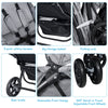 Costway Baby Stroller Foldable 2 Seat Max 33 lbs. 5 Point Safety Belt Gray or Black New