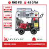 Simpson BB65106 Big Brute Pressure Washer Hot Water 4000 PSI 4 GPM Honda GX390 Electric Start New