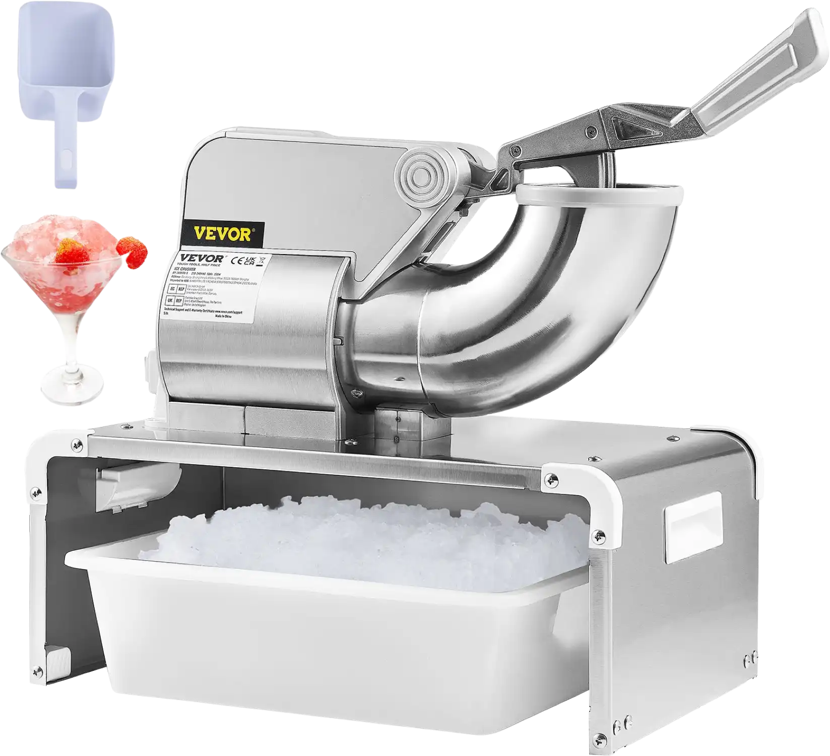Vevor Ice Crusher 661 lbs. Per Hour Electric Snow Cone Maker 300W with ...