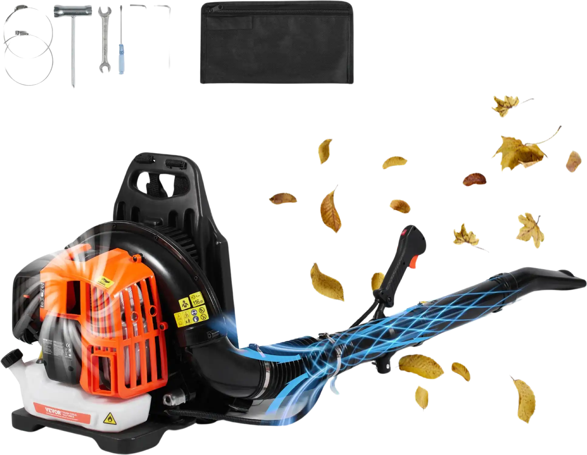 Vevor Leaf Blower Backpack Gas 52 cc 2-Stroke Engine 480 CFM 175 MPH 1.37L Tank New
