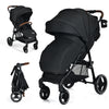 Black lightweight infant stroller featuring a detachable foot cover, ergonomic backrest, and convenient one-hand.