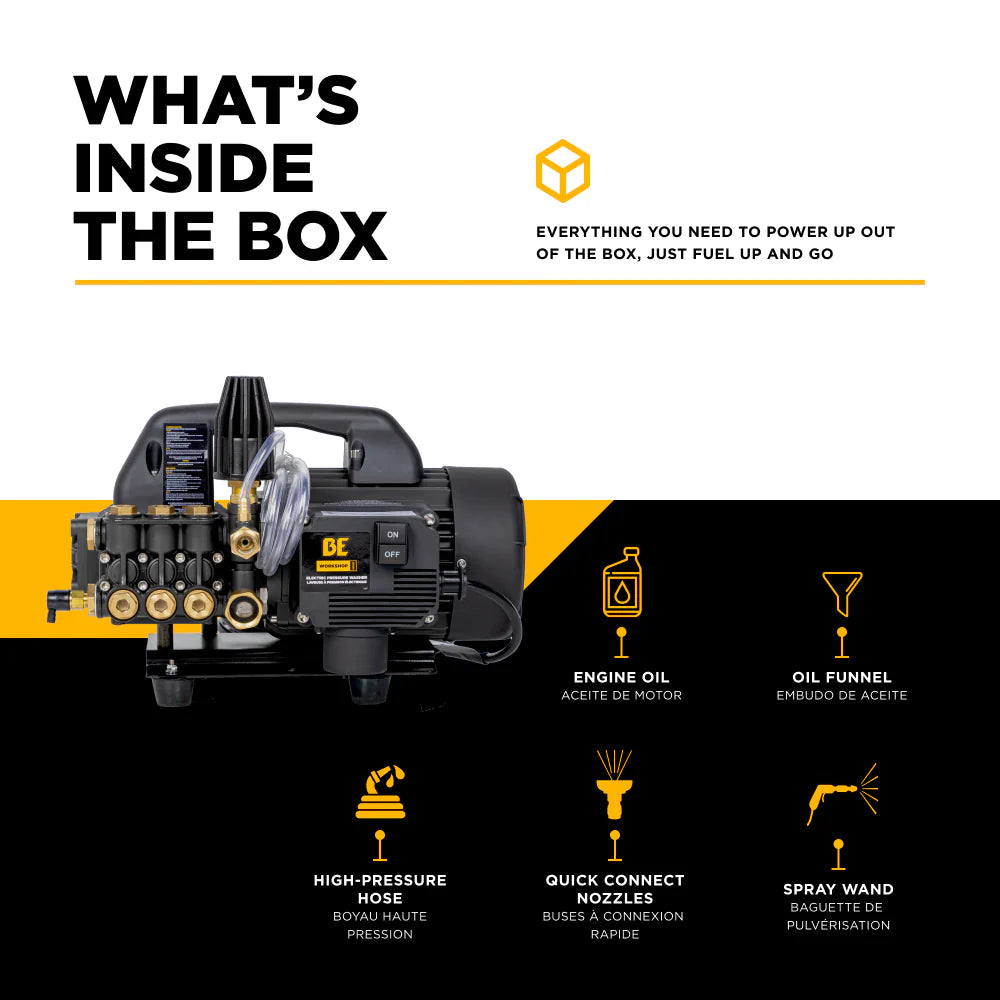 BE Electric Pressure Washer 1500 PSI 1.6 GPM 1.5 HP 120V New