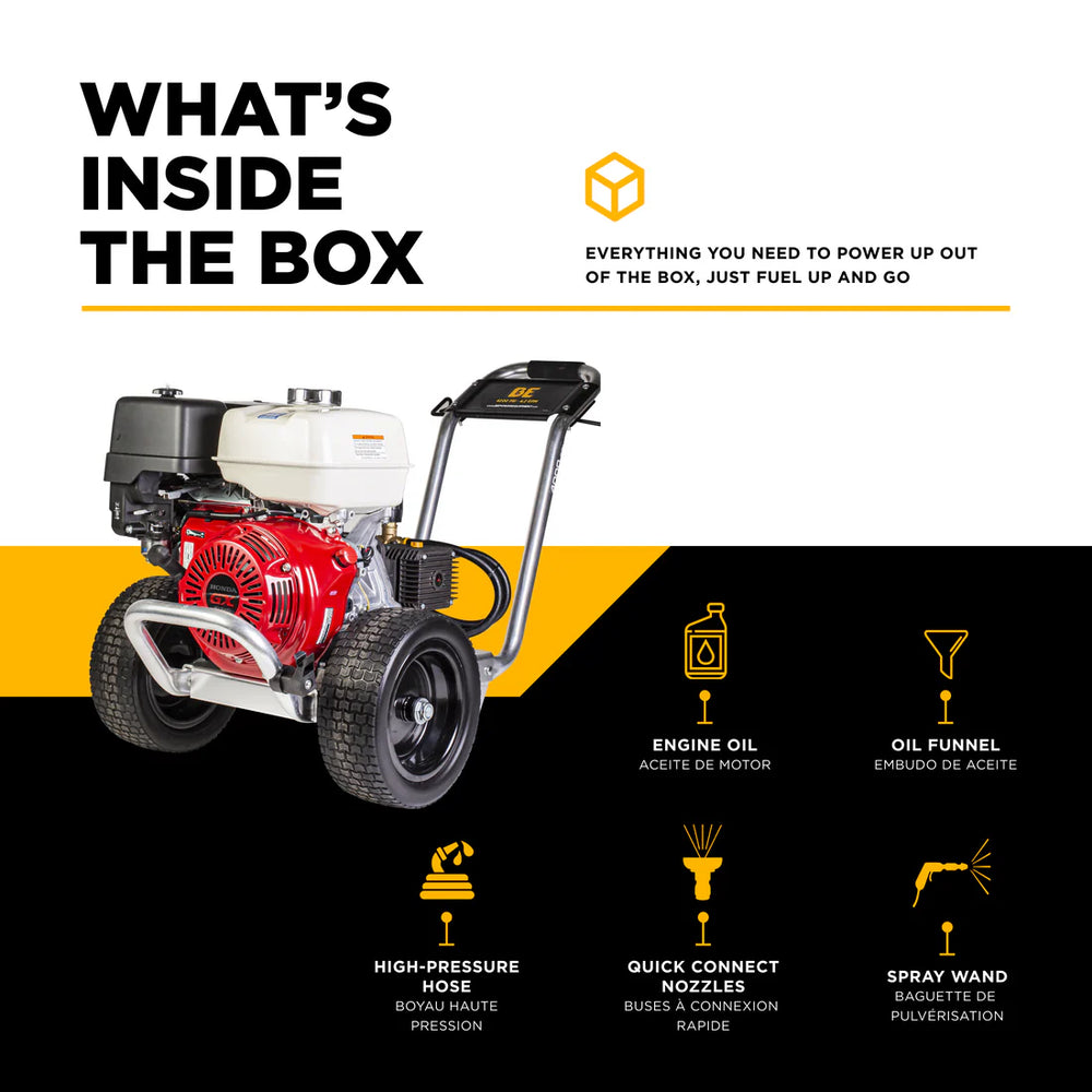 BE Pressure Washer Cold Water 4,200 PSI 4.2 GPM Honda GX390 Engine Steel Frame B4213HACS New