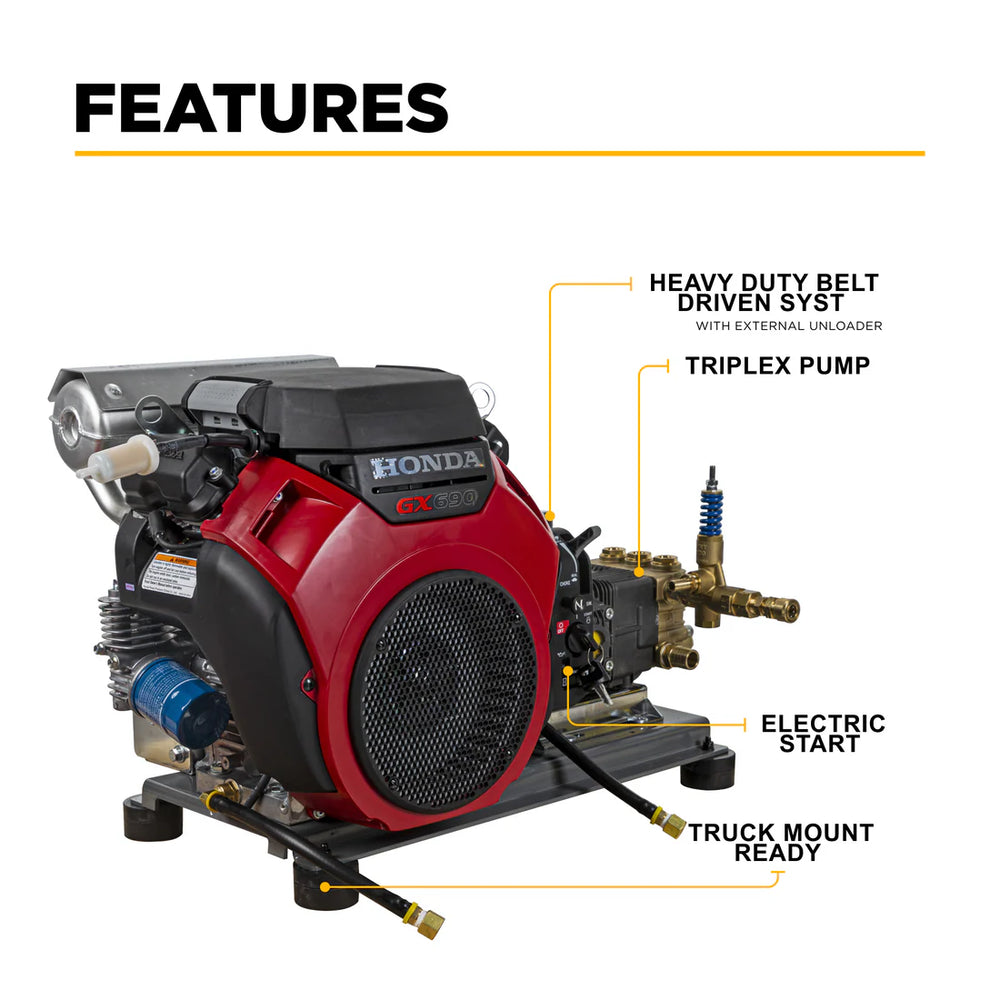 BE Pressure Washer Cold Water 4,200 PSI 8.5 GPM Honda GX690 Engine AR Triplex Pump New