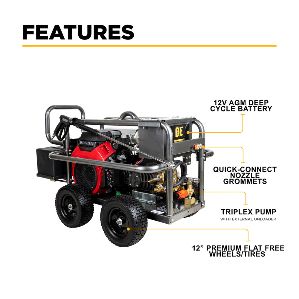 BE Pressure Washer Cold Water 5000 PSI 5 GPM Honda GX690 Engine New