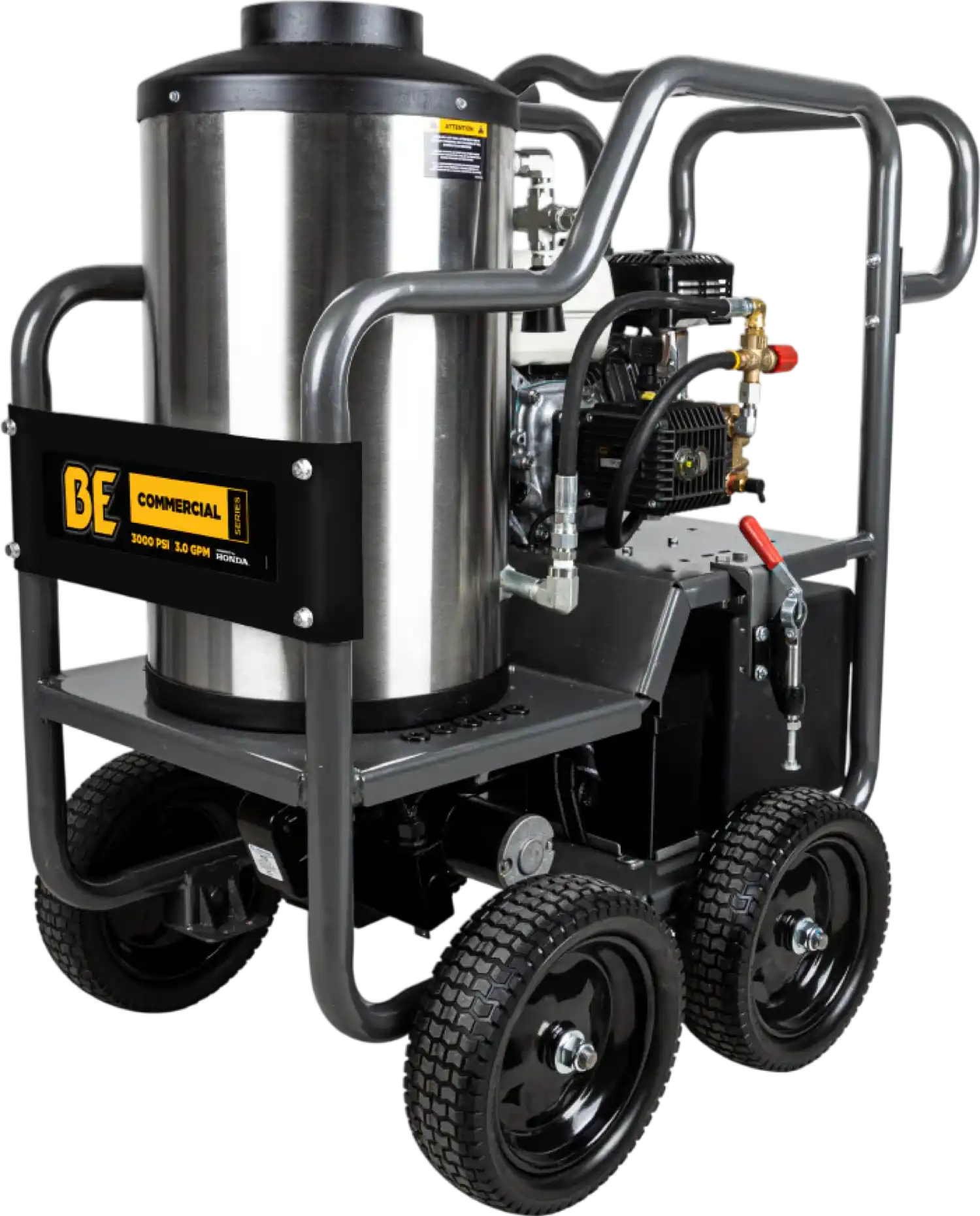 BE Pressure Washer Hot Water Triplex Pump 2700 PSI 2.8 GPM Honda GX200 Engine New