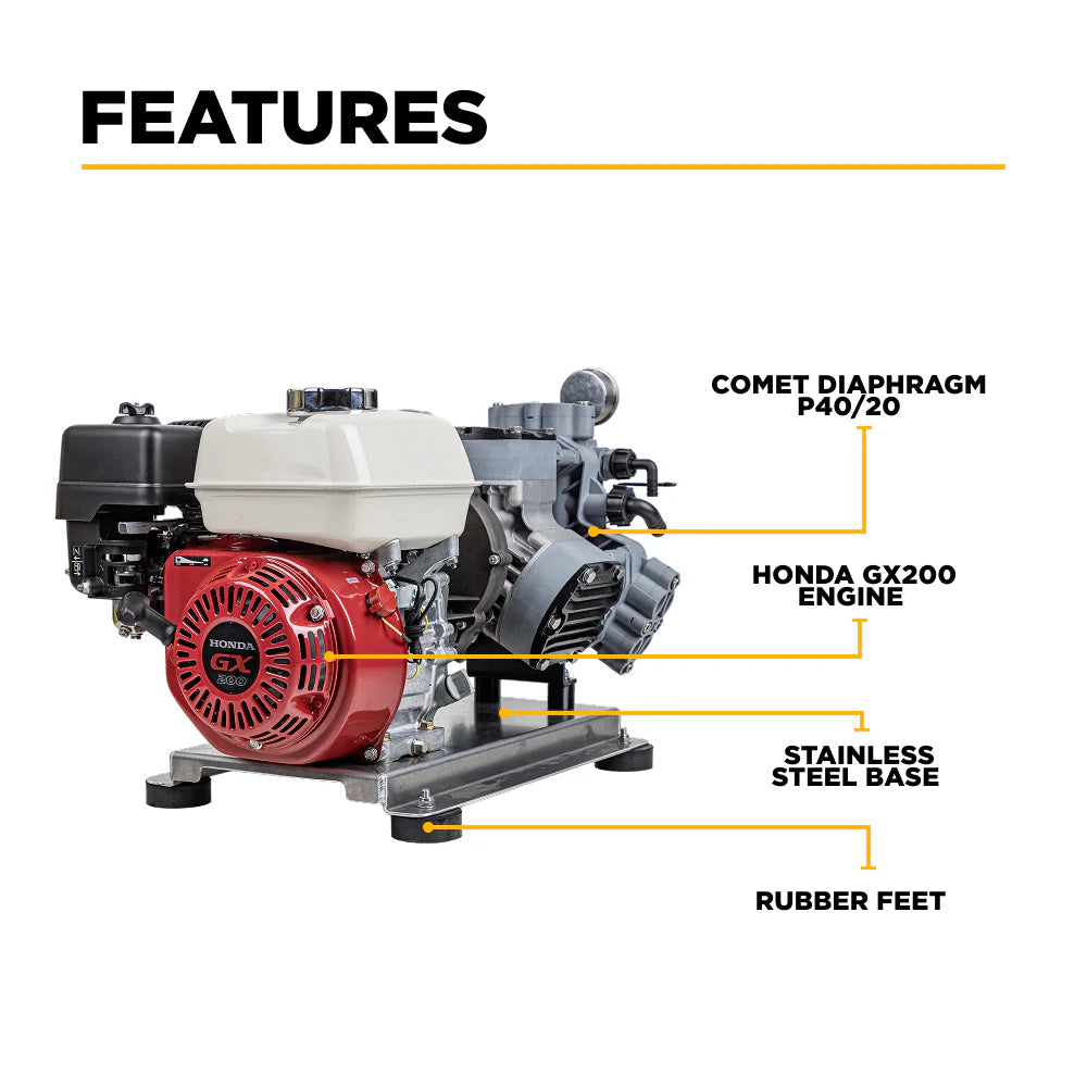 BE SW1165HC2 Soft Wash System with Comet Pump 300 PSI 11 GPM Honda GX200 Engine New