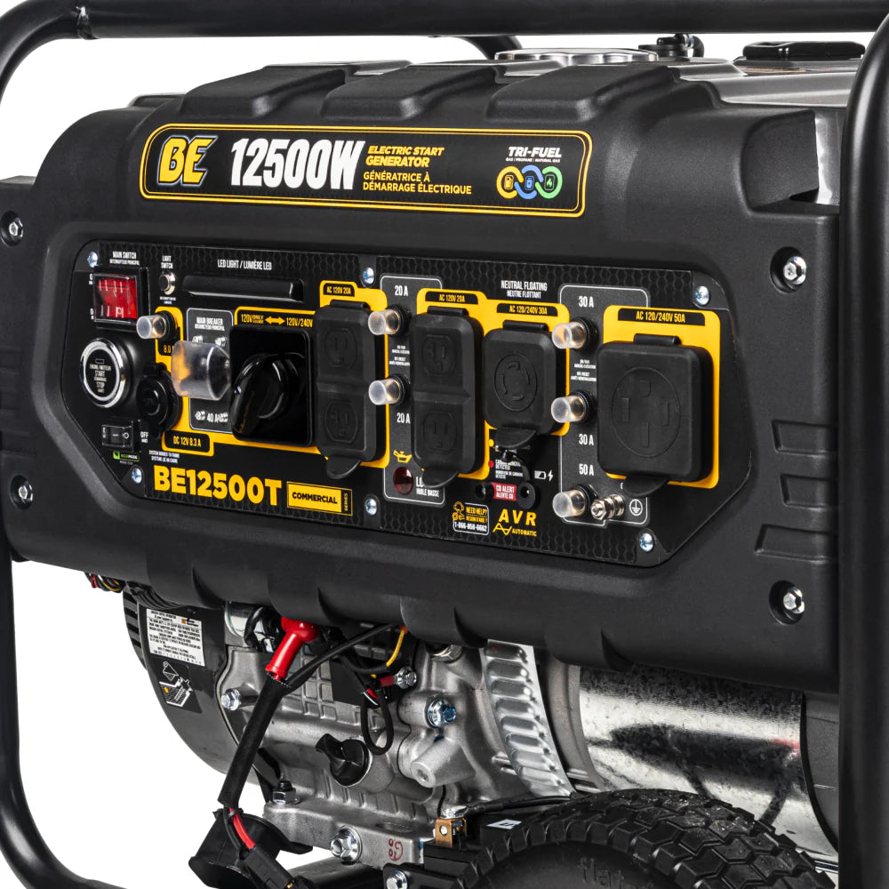 BE 9000W/12500W Generator Tri-Fuel Gas Propane Natural Gas Electric Start CO Detect 120/240V New