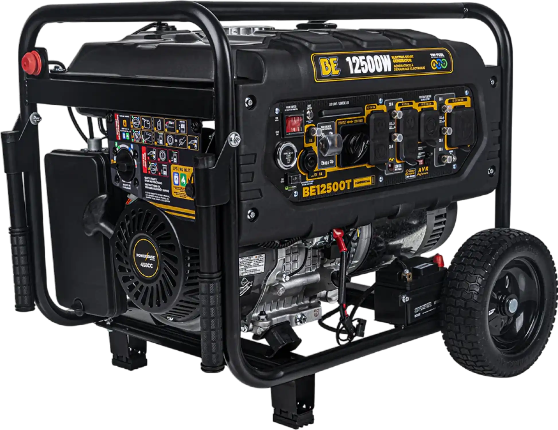 BE 9000W/12500W Generator Tri-Fuel Gas Propane Natural Gas Electric Start CO Detect 120/240V New