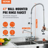 Vevor Pre Rinse Faucet 47" Commercial Wall Mount 12" Swing Spout 8" Center Pull Down Spray Head Brass New