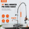 Vevor Pre Rinse Faucet 36" Commercial Wall Mount 12" Swing Spout 8" Center Pull Down Spray Head Brass New