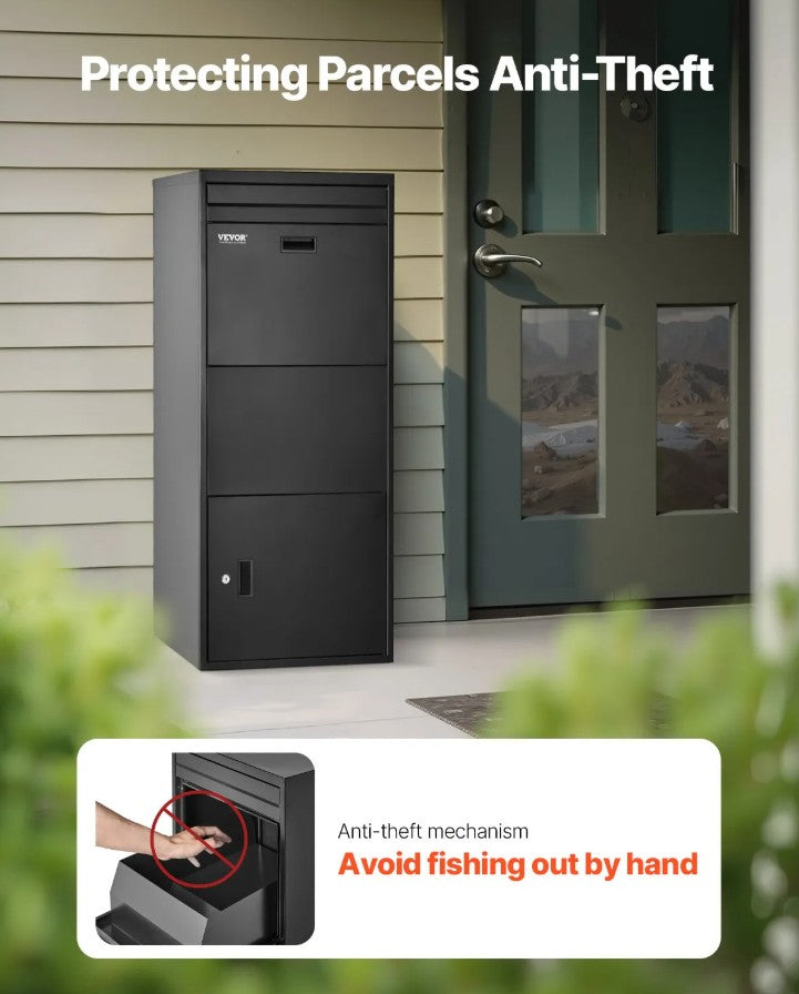Vevor Lockable Outdoor Package Delivery Box 47.2" Anti-Theft and Weatherproof New
