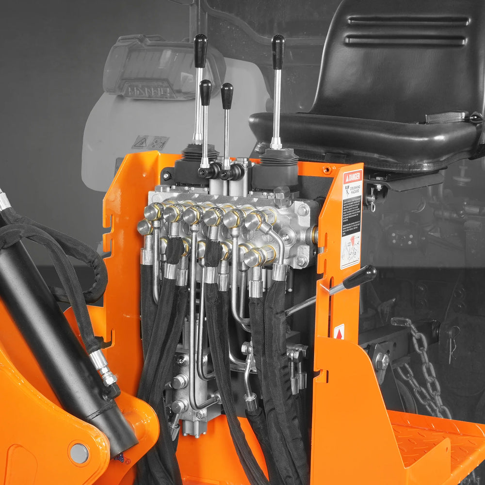 9' Tractor Backhoe Attachment with Mechanical Thumb,  15" Bucket,  ISO/SAE Switchable Controls,  Self-Contained Hydraulic System,  3 Point Hitch Cat.1 & 2,  25-100 HP,  BH860M