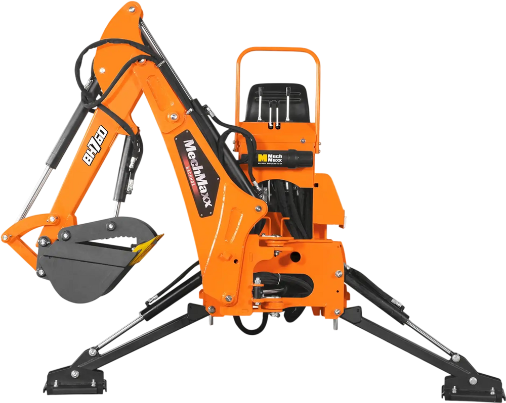 8' Tractor Backhoe Attachment with Hydraulic Thumb,  15" Bucket,  ISO/SAE Switchable Controls,  Self-Contained Hydraulic System,  3 Point Hitch Cat.1 & 2,  20-100 HP,  BH760H