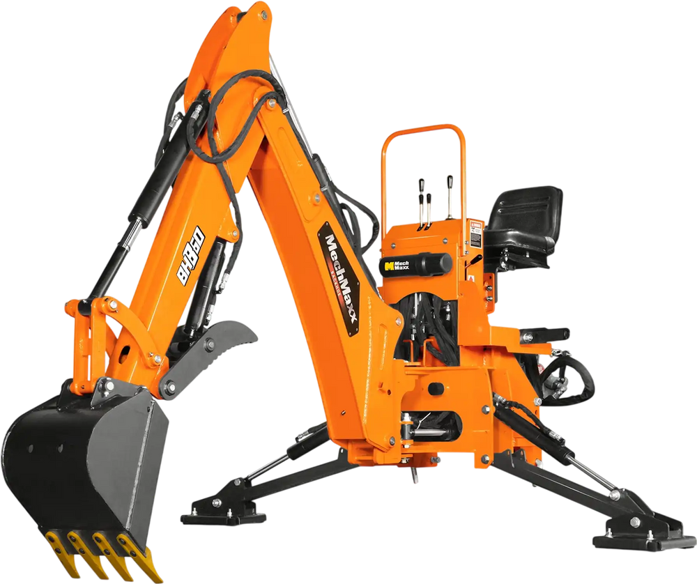 9' Tractor Backhoe Attachment with Hydraulic Thumb,  15" Bucket,  ISO/SAE Switchable Controls,  Self-Contained Hydraulic System,  3 Point Hitch Cat.1 & 2,  25-100 HP,  BH860H