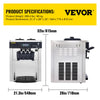 Vevor Ice Cream Machine 5.3-7.4 Gal per Hour Soft Serve with LED Display Auto Clean 3 Flavors 2200W New