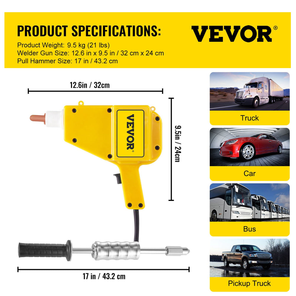 Vevor Stud Welder Dent Repair Kit 800VA Spot Puller 110V with Thermal Protection New