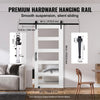 Vevor 42" x 84" Wood and Frosted Glass Barn Door Kit with Hardware New