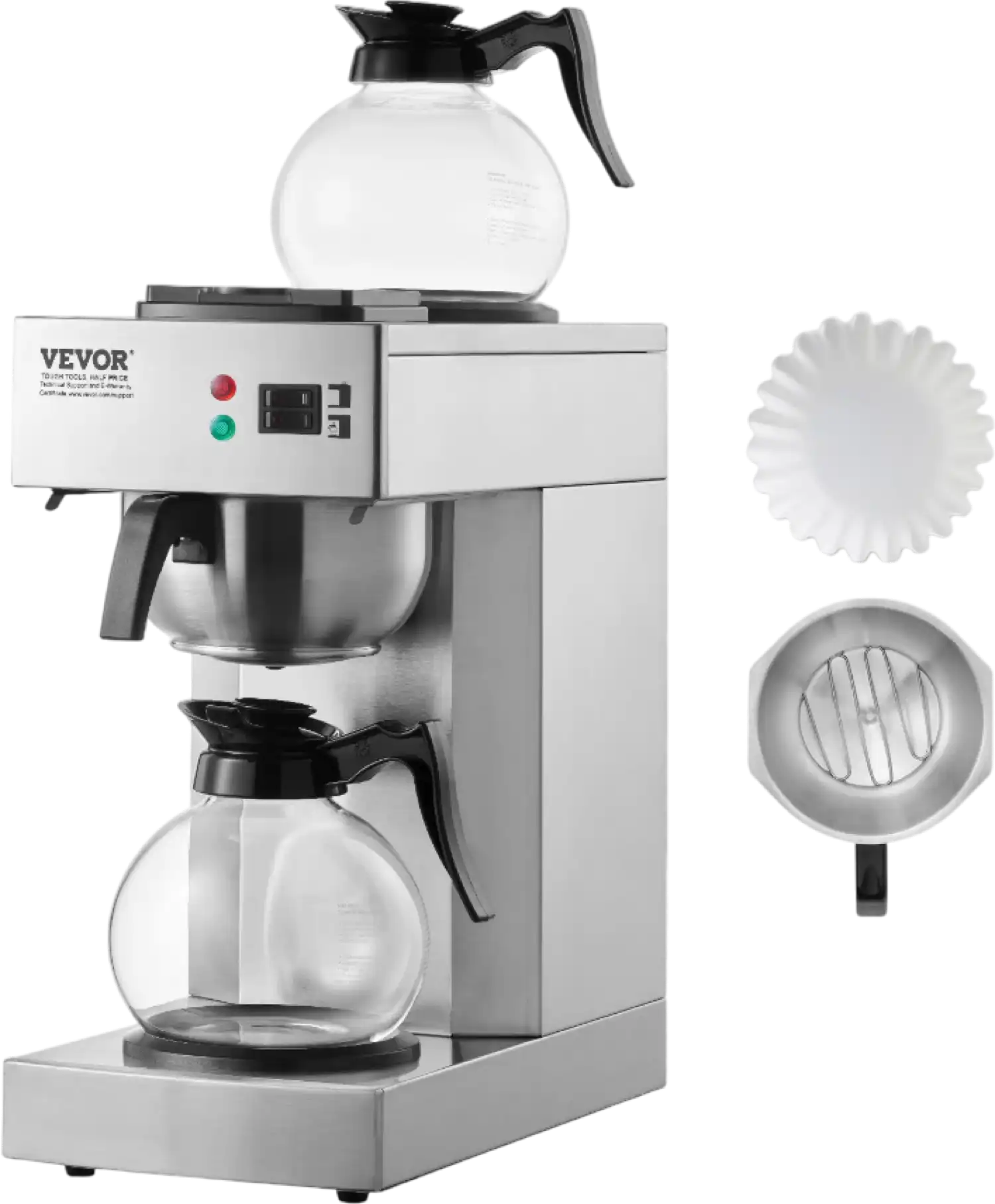 Vevor 12-Cup Commercial Drip Coffee Maker with 2 Warmers and Carafes New
