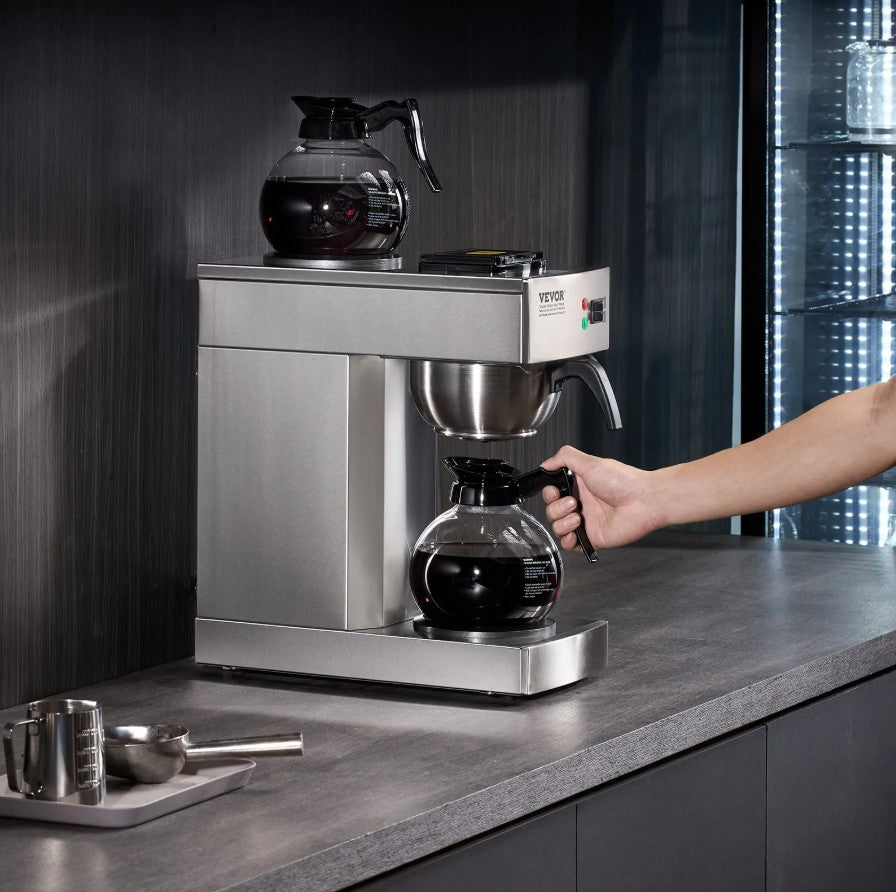 Vevor 12-Cup Commercial Drip Coffee Maker with 2 Warmers and Carafes New