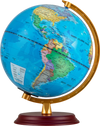 8-inch illuminated world globe with HD map, wooden stand, and time-zone dial, ideal for decoration and learning.