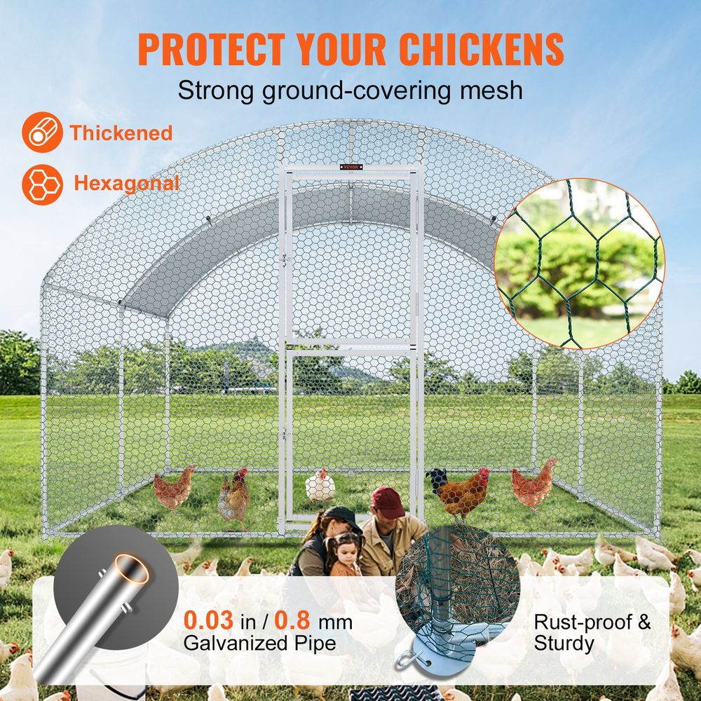 Vevor Metal Chicken Coop 13.1' x 9.8' x 6.4' Dome Walk In Run Waterproof Cover New