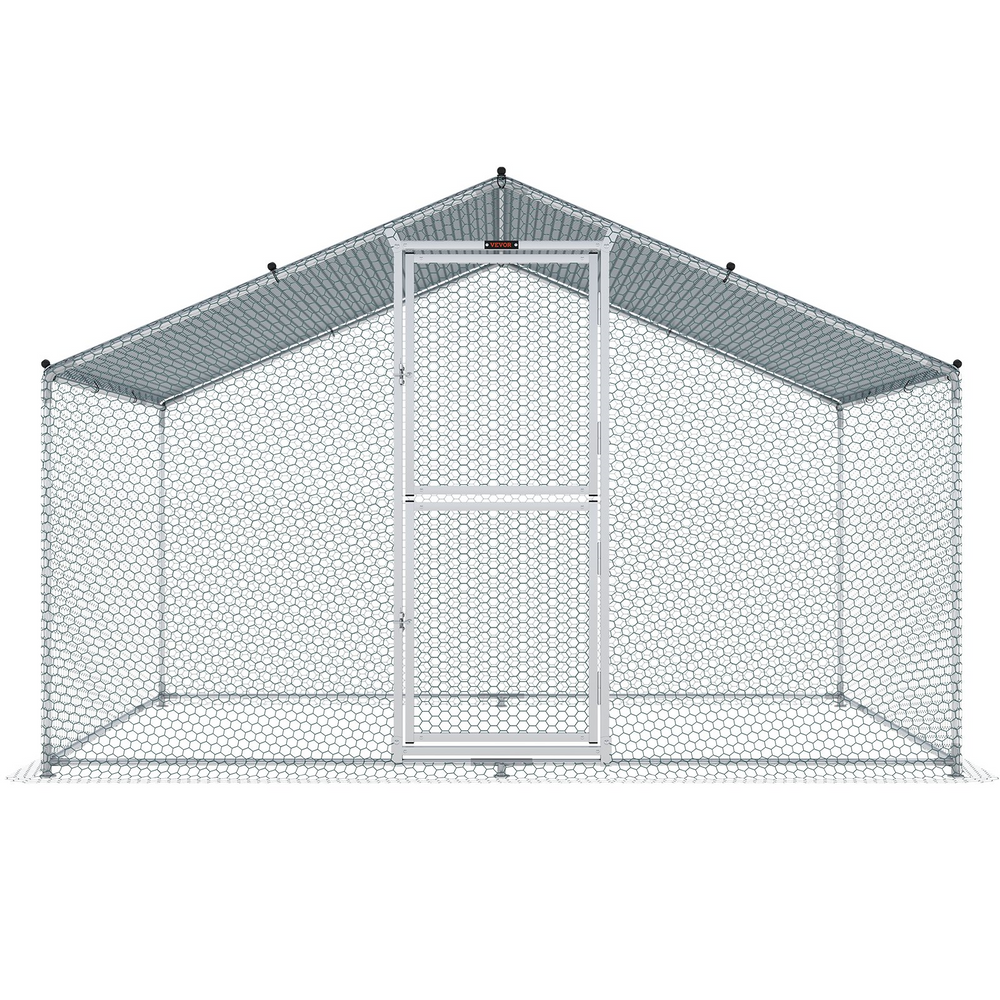 Vevor Metal Chicken Coop 6.5' x 9.8' x 6.4' Spire Walk In Run Waterproof Cover New