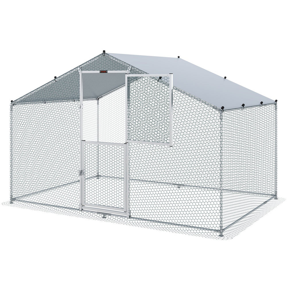 Vevor Metal Chicken Coop 6.5' x 9.8' x 6.4' Spire Walk In Run Waterproof Cover New