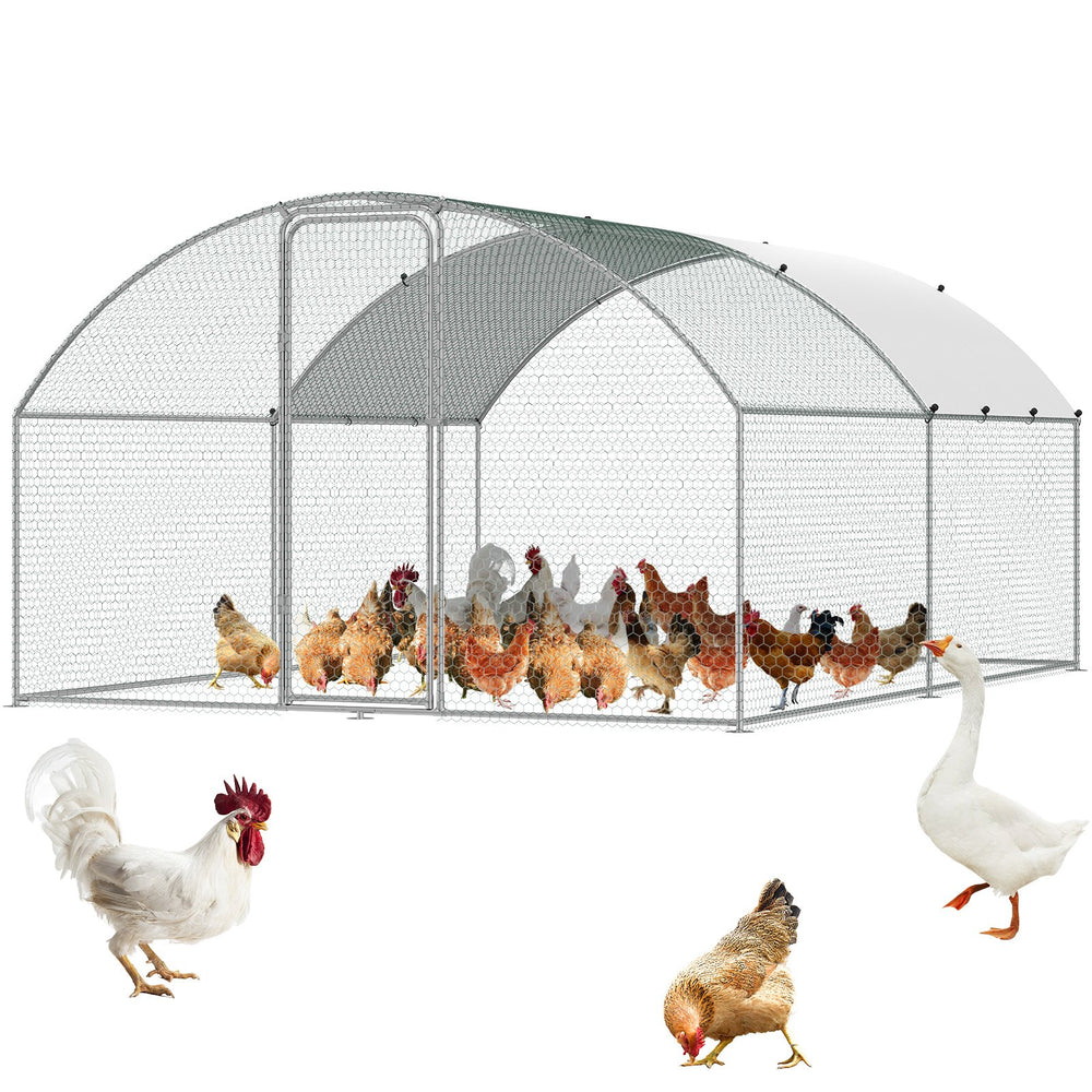 Vevor Large Metal Chicken Coop 9.8' x 12.9' x 6.5' Dome Walk In Run Waterproof Cover New