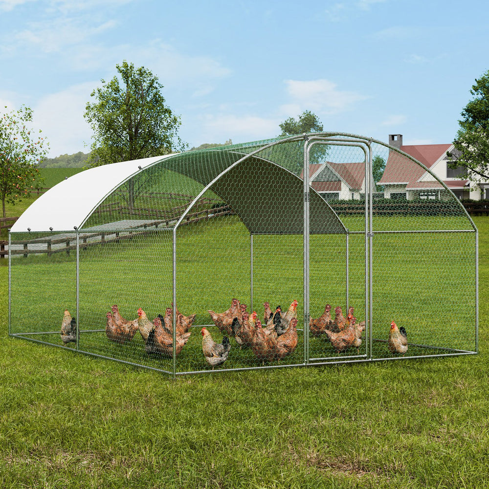 Vevor Large Metal Chicken Coop 9.8' x 12.9' x 6.5' Dome Walk In Run Waterproof Cover New