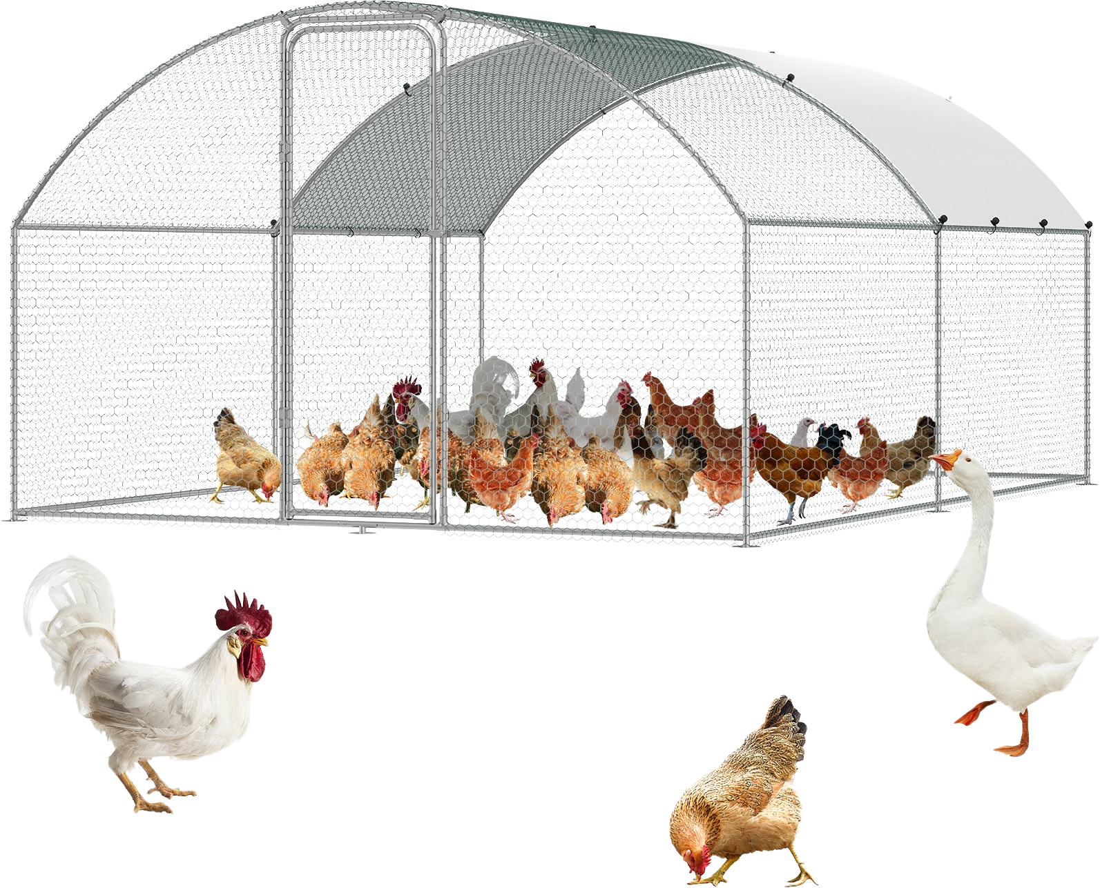 Vevor Large Metal Chicken Coop 9.8' x 12.9' x 6.5' Dome Walk In Run Waterproof Cover New