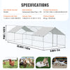 Vevor Large Metal Chicken Coop 9.8' x 25.6' x 6.5' Spire Walk In Run Waterproof Cover New