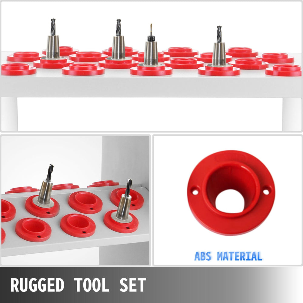 Vevor Tool Cart with 40 Taper Tool Holder 36-Capacity CNC Service Cart for CAT40/BT40 Tools with Wheels New