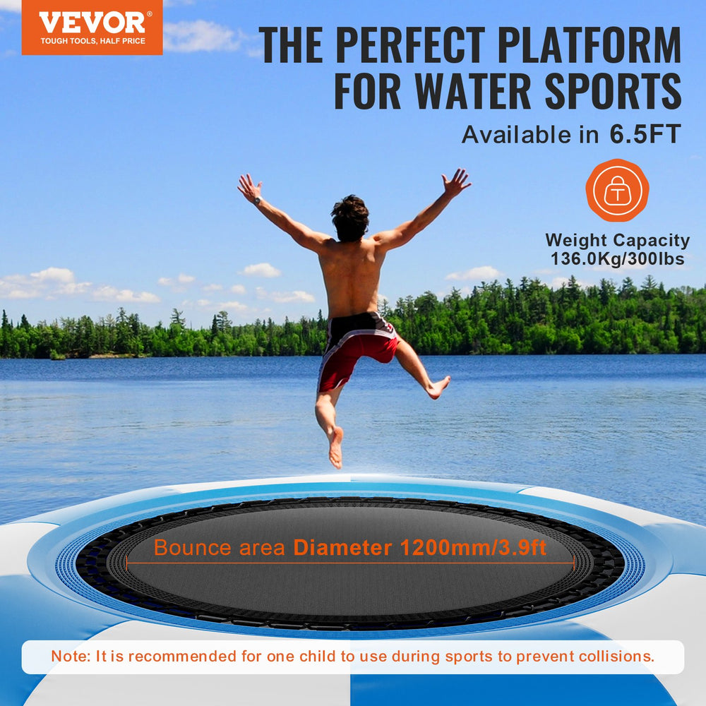 Vevor Inflatable Water Trampoline 6.5' Portable Swim Platform Bouncer with 3-Step Ladder New