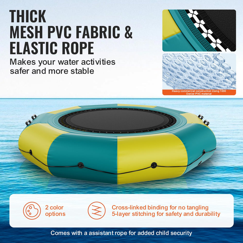 Vevor Inflatable Water Trampoline 10' Portable Swim Platform Bouncer with 3-Step Ladder New