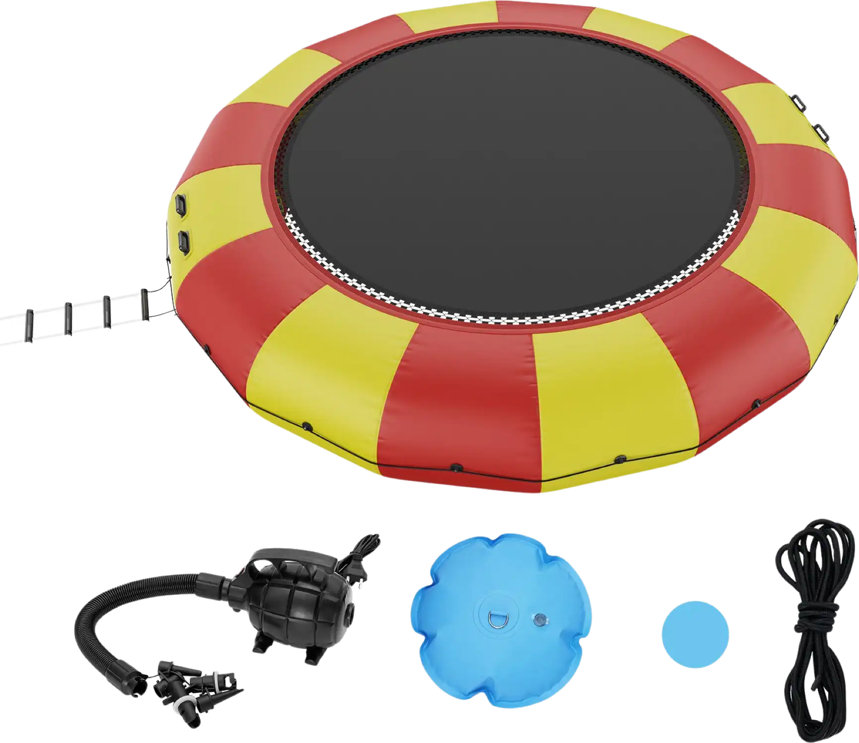 Vevor Inflatable Water Trampoline 17' Portable Swim Platform Bouncer with 5-Step Ladder New