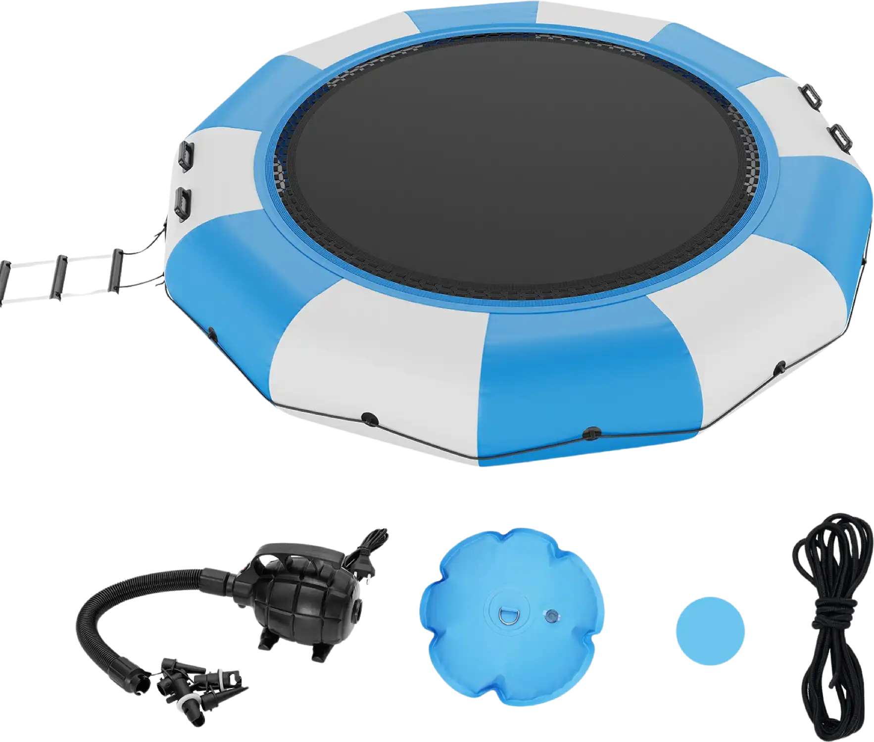 Vevor Inflatable Water Trampoline 13' Portable Swim Platform Bouncer with 3-Step Ladder New