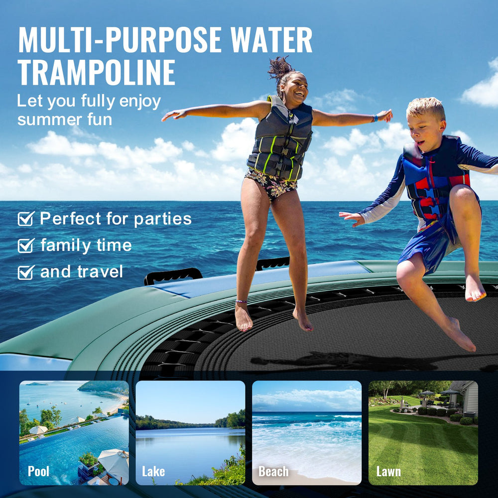 Vevor Inflatable Water Trampoline 10' Portable Swim Platform Bouncer with 3-Step Ladder New